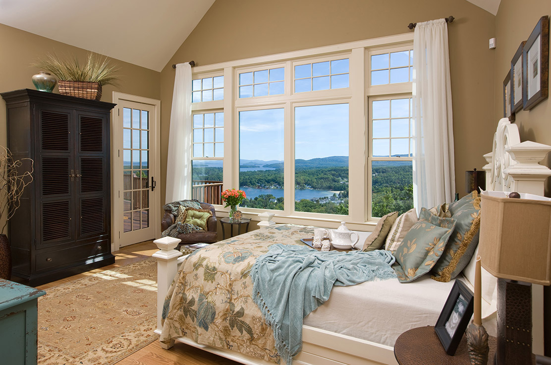 bedroom with beautiful lake view