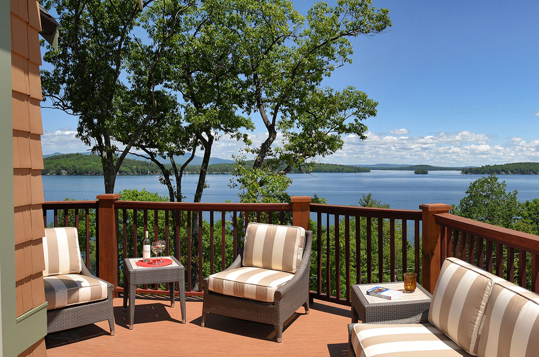 outdoor deck overlooking lake
